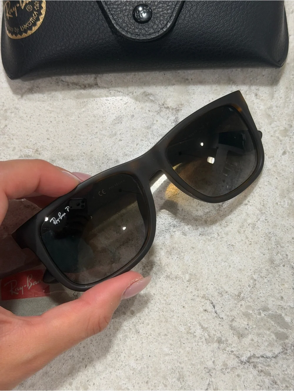 Ray-Ban Men’s Justin Polarized Tortoiseshell Square Sunglasses - Brown Lenses
